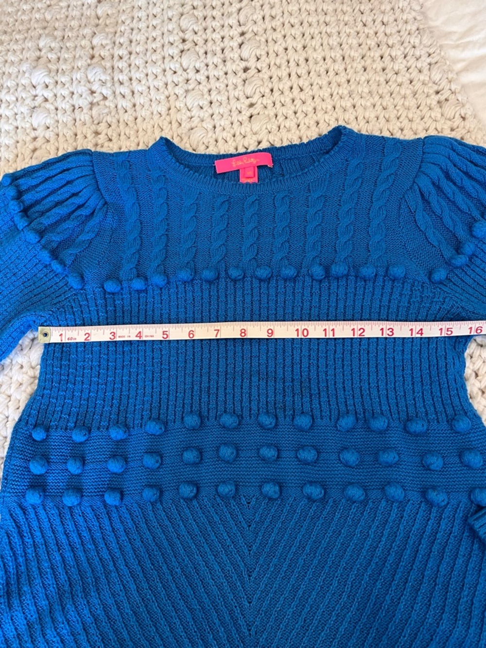Lilly Pulitzer Blue Pom-Pom Cable Knit Sweater - Picture 6 of 8